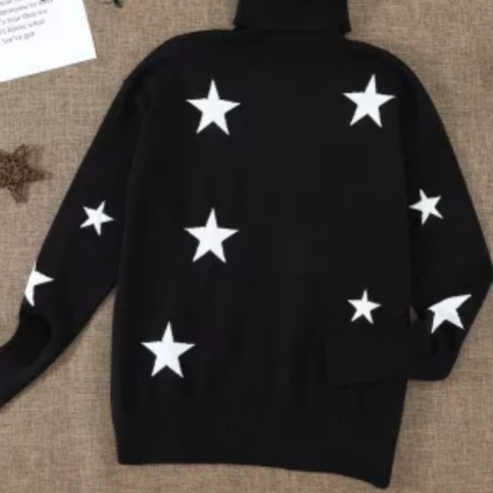 1XL left💥New boutique drop sleeve star turtleneck sweater - Picture 7 of 15